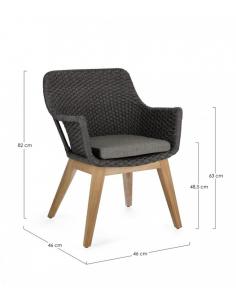 C-br chair with anthracite cushion - BIZZOTTO allison 2
