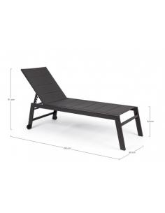 High sun lounger with wheels anthraci lh32 - BIZZOTTO hilde 2