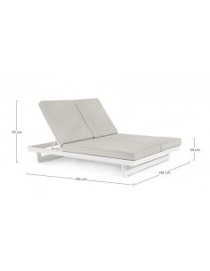 Double sun lounger, cushion and wheels white - BIZZOTTO infinity 2