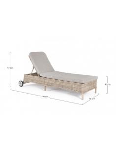 Sun lounger with cushion with wheels new - BIZZOTTO jupiter 2