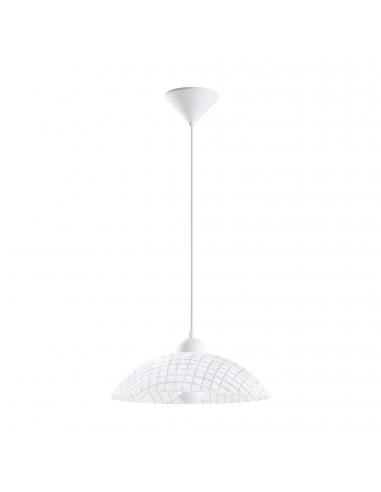 EGLO 96069 - VETRO Lámpara colgante de Cristal en Acrílico blanco y Vidrio acanalado