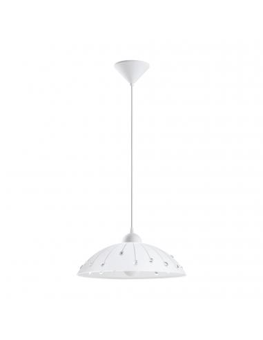 EGLO 96073 - VETRO Crystal pendant lamp in white acrylic and satin glass, crystal