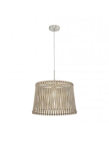 EGLO 96192 - SENDERO Wooden pendant lamp in matte nickel steel and wood