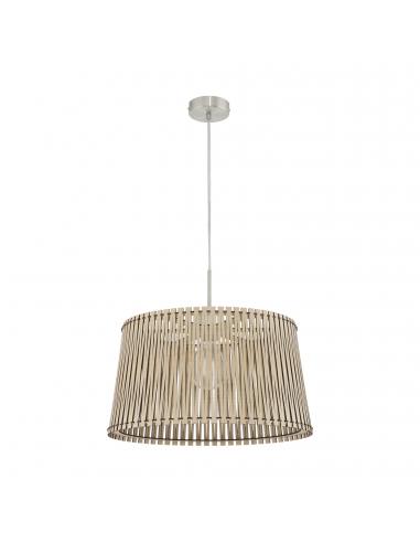 EGLO 96193 - SENDERO Wooden pendant lamp in matte nickel steel and wood