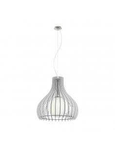 EGLO 96211 - TINDORI Wooden Pendant Lamp in Nickel-matte Steel and Wood, glass