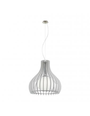 EGLO 96211 - TINDORI Lámpara colgante de Madera en Acero níquel-mate y Madera, vidrio