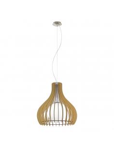 EGLO 96214 - TINDORI Wooden pendant lamp in matte nickel steel and wood, glass