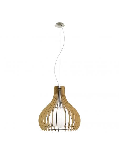 EGLO 96214 - TINDORI Wooden pendant lamp in matte nickel steel and wood, glass