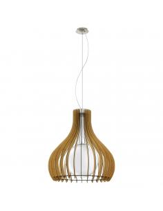 EGLO 96215 - TINDORI Hanging Lamp made of Nickel-matte Steel and Wood, glass