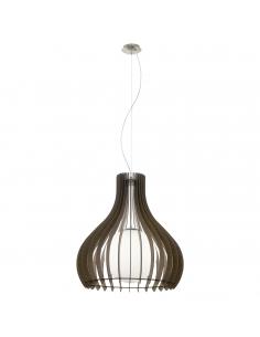 EGLO 96218 - TINDORI Hanging Lamp made of Nickel-matte Steel and Wood, glass