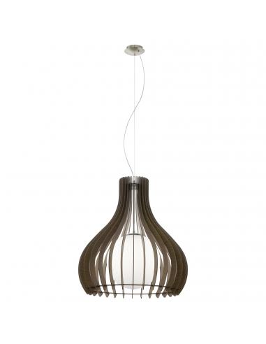 EGLO 96218 - TINDORI Hanging Lamp made of Nickel-matte Steel and Wood, glass
