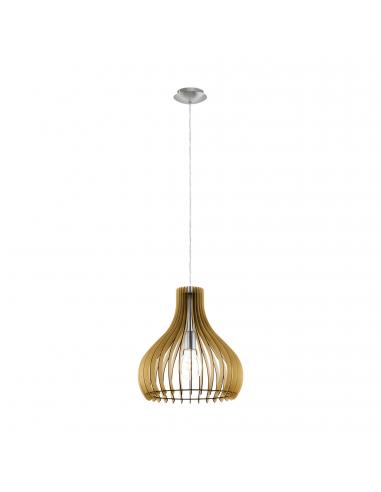 EGLO 96258 - TINDORI Wooden Pendant Lamp in Nickel-matte Steel and Wood