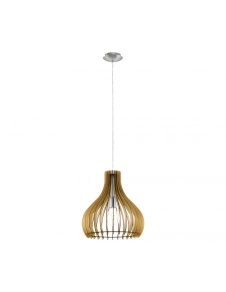 EGLO 96258 - TINDORI Wooden Pendant Lamp in Nickel-matte Steel and Wood