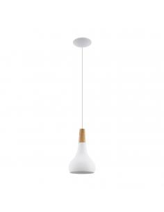 EGLO 96981 - SABINAR Wooden Pendant Lamp in White Steel and Wood