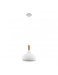EGLO 96982 - SABINAR Wooden Pendant Lamp in White Steel and Wood