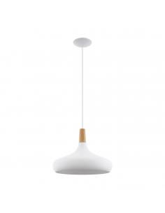 EGLO 96983 - SABINAR Wooden Pendant Lamp in White Steel and Wood
