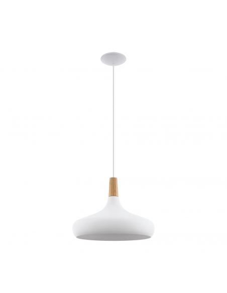 EGLO 96983 - SABINAR Lámpara colgante de Madera en Acero blanco y Madera