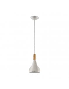 EGLO 96984 - SABINAR Wooden Pendant Lamp in Brushed Silver Steel and Wood