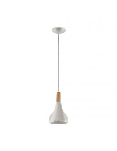 EGLO 96984 - SABINAR Wooden Pendant Lamp in Brushed Silver Steel and Wood