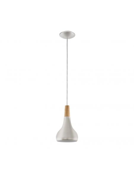 EGLO 96984 - SABINAR Wooden Pendant Lamp in Brushed Silver Steel and Wood