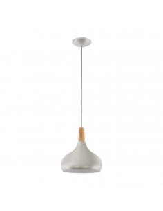 EGLO 96985 - SABINAR Wooden Pendant Lamp in Brushed Silver Steel and Wood