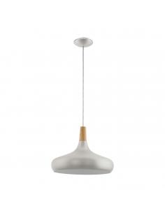 EGLO 96986 - SABINAR Wooden Pendant Lamp in Brushed Silver Steel and Wood