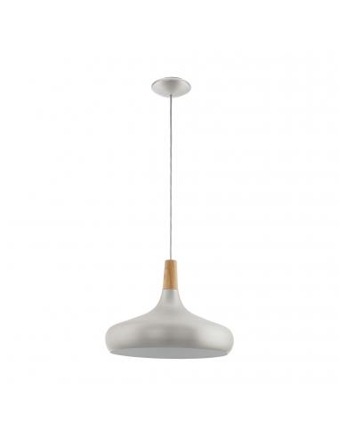 EGLO 96986 - SABINAR Wooden Pendant Lamp in Brushed Silver Steel and Wood