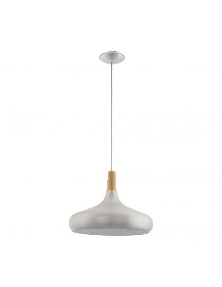 EGLO 96986 - SABINAR Wooden Pendant Lamp in Brushed Silver Steel and Wood
