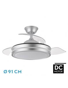 Ventilador Dc Esparta Mini Plata 72w 6120lm 91d 3asp.d Esp.3000-4000-6000k Remoto+tempor+memori