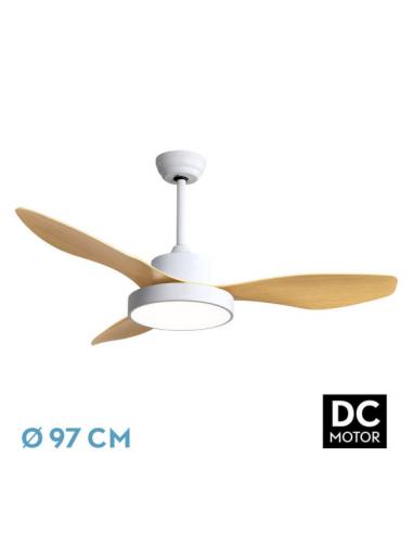 Fan Dc Hayate 24w 2650lm White/beech 3 blades 97d 3000-4000-6000k Remote, memory and timer