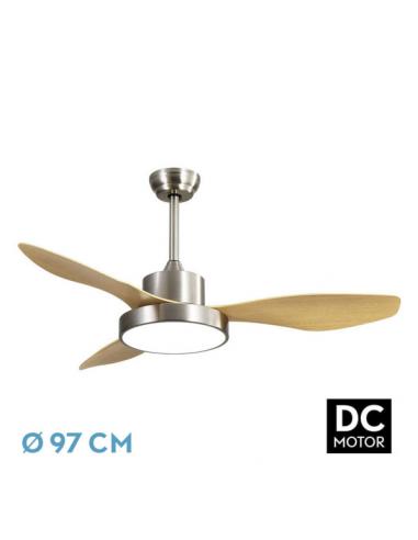 Fan Dc Hayate 24w 2650lm Nickel/beech 3blades 6vel 97d 3000-4000-6000k Remote, memory and timer