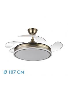 Fan Bayomo 59w 6980lm Leather 4 Blades Desp. 34.5/42x50/107d.3 Color, Remote DC+Intensity Regulation