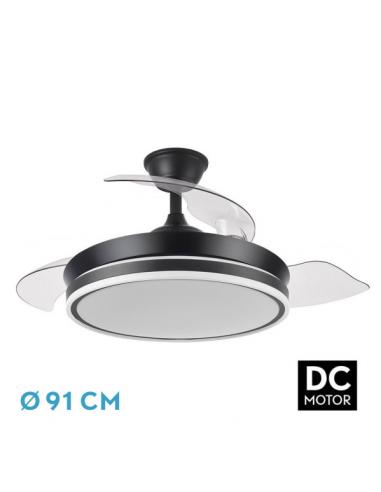 Bayomo Black Dc Fan 72w 6120lm 91d 3 Foldable Asps 3000-4000-6000k Remote, Timer, Memory