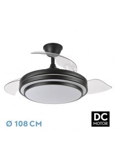 Ventilador Dc Ibe 59w 6980lm Negro 3 Asp.desp. 107d 3000-4000-6000k Remoto, Memoria Y Temporizador