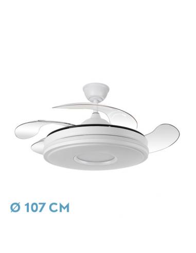 Ventilador Dc Dani 59w 6980lm Blanco 4aspas 6velocidades 107d 3000-4000-6000k Remoto+Reg.Intensidad+memoria+temporizador 24