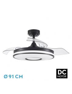 Ventilador Dc Dani 48w 4800lm Negro 3aspas 6velocidades 91d  3000-4000-6000k Remoto+memoria+temporizador