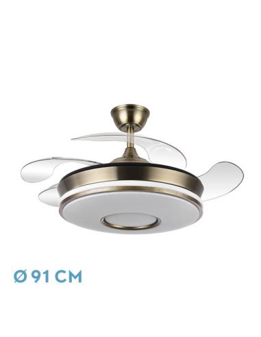 Fan Dc Dani 59w 6980lm Leather 4 blades 6speeds 91d 3000-4000-6000k Remot+reg.intensity+memor+temporiz