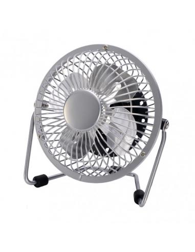 Miniventilador Sobrem.metal Bulerias 2,5w 5v Cromo  14,8X14,2X7,6 Cm Orientable Alimentacion Mediante Puerto Usb