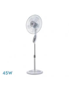 Floxo White/Gray 3 Speed Standing Fan. 45w C/remote Timer 5 Blades Regx44.5x40 Cm