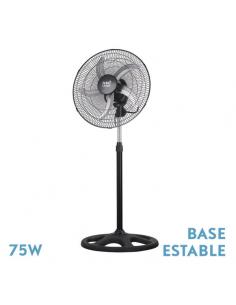 Reinforced Black 3 Speed Foot Fan. 75W 5 Silver Aluminum Blades Spin 360 Regx50x50 Cm