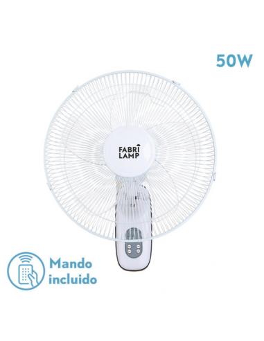 Cuta White 3Speed Wall Fan. 50w C/remote Oscillating 5 Blades Transp. Timer 53x43x30 Cm