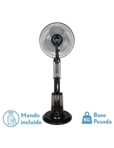 Ventilador De Pie Tromba Negro 3 Vel 80w Nebulizador  Tanque De Agua 3L C/remoto Y Temporizador 120x45x40 Cm