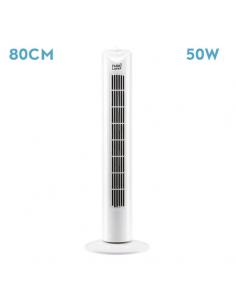 Tero White Tower Fan 3 Speed 50w Oscillating Timer 80x25x25 Cm