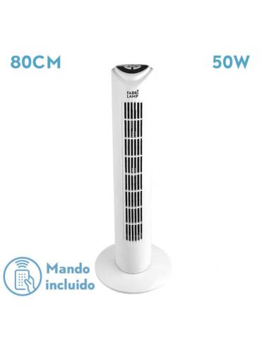 Tuka White Tower Fan 3 Speed 50w W/Remote Oscillating Timer 80x25x25 Cm