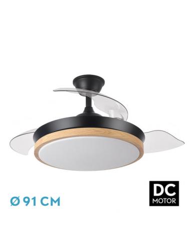 Fan Dc Evros Black/hay 72w 6120lm 91d 3 Folding Blades 3000-4000-6000k Remote, Timer, Memory