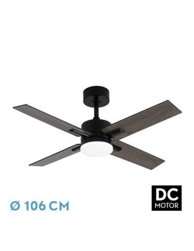 Fan Dc Talc 20w Black 4 blades Black/gray 6speed. 3000k,4000k,6500k 2350lm Remote, Memory, 106d Timer