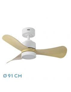 Fan Dc Zeppelin 18w 1900lm White/beech 3 blades 91d 3000-4000-6500k Remote, memory and timer