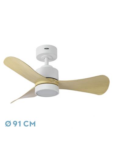 Fan Dc Zeppelin 18w 1900lm White/beech 3 blades 91d 3000-4000-6500k Remote, memory and timer