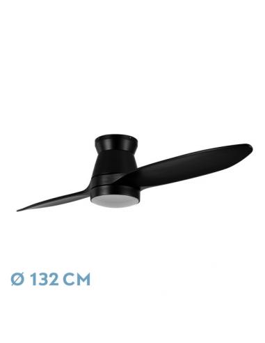 Fan Dc Nordic 24w 2400lm Black 2 Blades 132d 3000k,4500k,6000k, Remote+timer+memory