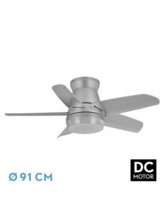 Ventilador Dc Neutron 24w 2400lm Plata 5 Aspas 91d  3000k,4500k,6000k, Remoto+temporizador+memoria